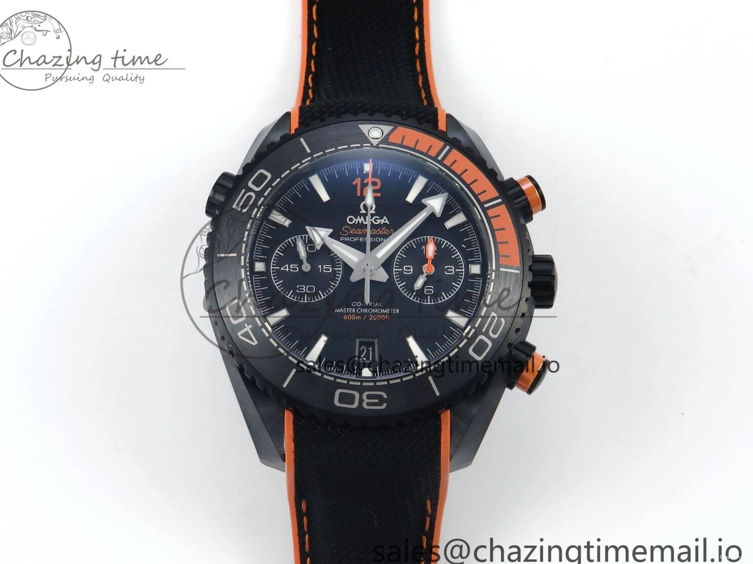 0520 Attractive Planet Ocean Master Chronometer 600M 45.5mm SCF 1:1 Best Edition Black Orange Bezel Black Dial on Black Rubber Strap A9900 Super Clone 7668